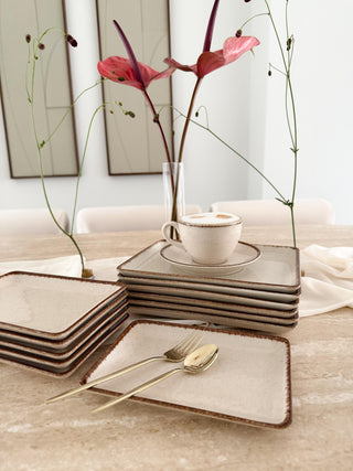 Pure Sand Servierplatte groß rechteckig 23x17 cm beige – Emirtex Home