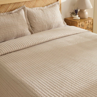 Karaca Manon Bettüberwurf Set, Doppelbett, Beige 230x240cm + 2(50x70) cm