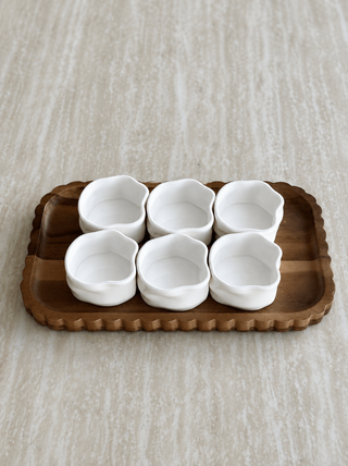 6er Nordic Dipschälchen Set mit Platte I Weiß