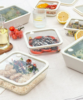 Glas Frischhaltedose Beige 820 ml Transparent Rechteckig