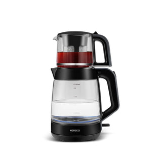 Karaca Glass Tea XL 2in1 Glas-Teekocher und Wasserkocher Shiny Black