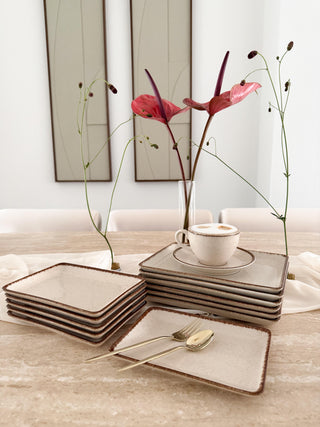 Pure Sand small rectangular serving platter 18x13 cm beige