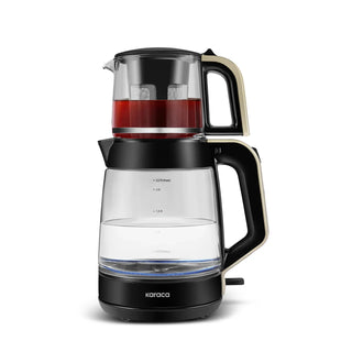 Karaca Glass Tea XL 2in1 Glas-Teekocher und Wasserkocher Creme