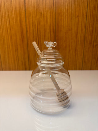 Honigtopf mit Deckel Holzlöffel 40cl