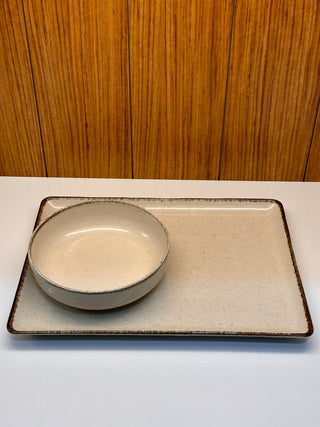 Pure Sand Beige Geschirrset für 6 Personen 12 teilig rechteckig