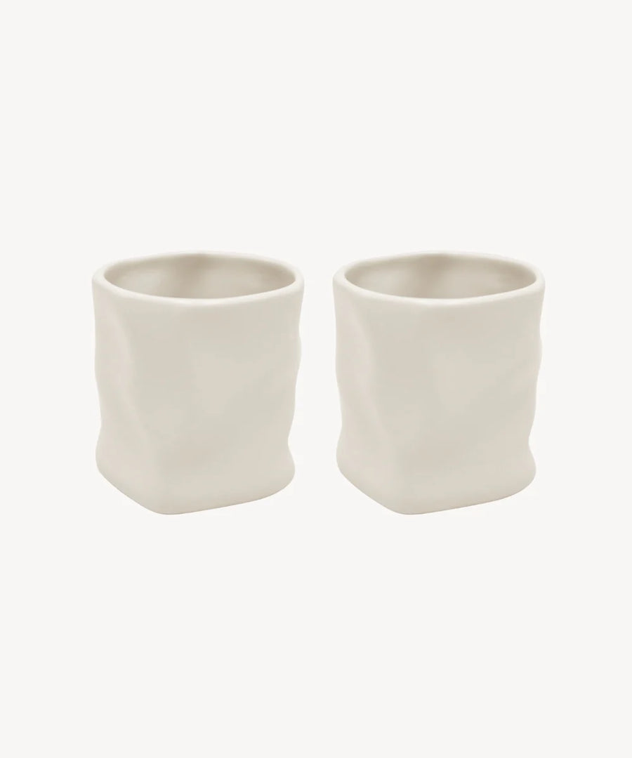 2er Diamond Keramik Becher Beige
