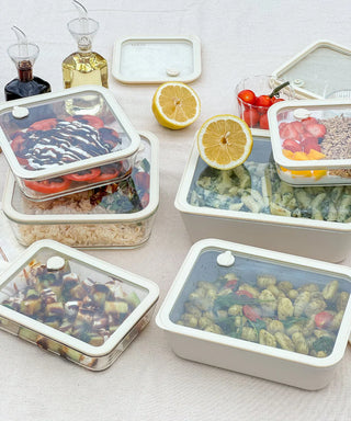 Glas Frischhaltedose Beige 1550ml Transparent Rechteckig