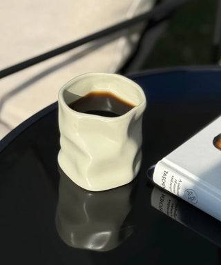 2er Diamond Keramik Becher Beige