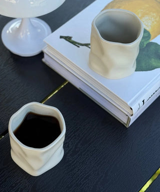 2er Diamond Keramik Becher Beige