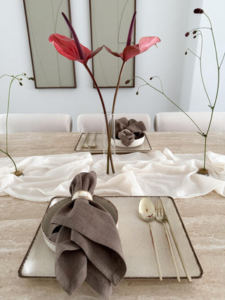 Pure Sand Beige Dinnerware Set for 6 People, 12 Pieces, Rectangular