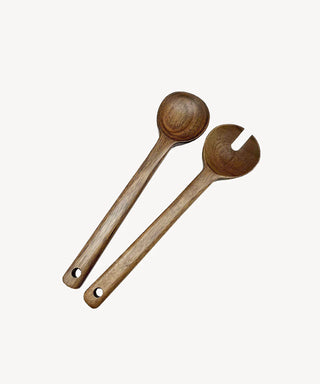 Akasya ağacından yapılmış Luno 2 parçalı salata servis seti.