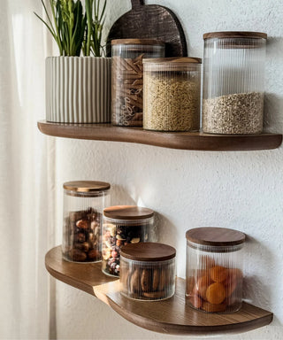 2er Vorratsgläser Stripe Akaziendeckel 1500 ml