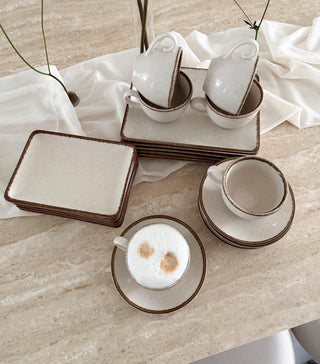 Pure Sand Kaffeetasse mit Unterteller Beige