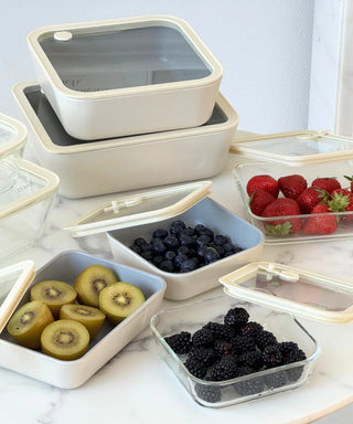 Glas Frischhaltedose Beige 1940ml Ceramic Quadratisch