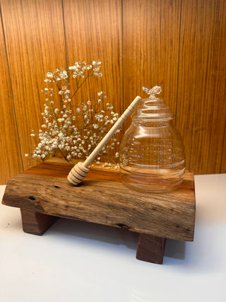 Honigtopf mit Deckel Holzlöffel 40cl