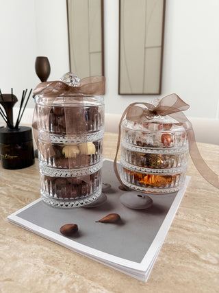 Elisa 3er Glasschale mit Deckel 13cm - Zuckerdose