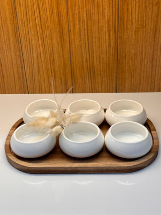Dipschälchen Set 6er Bondy Schälchen und Servierbrett -weiß oval