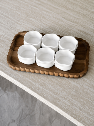 6er Nordic Dipschälchen Set mit Platte I Weiß