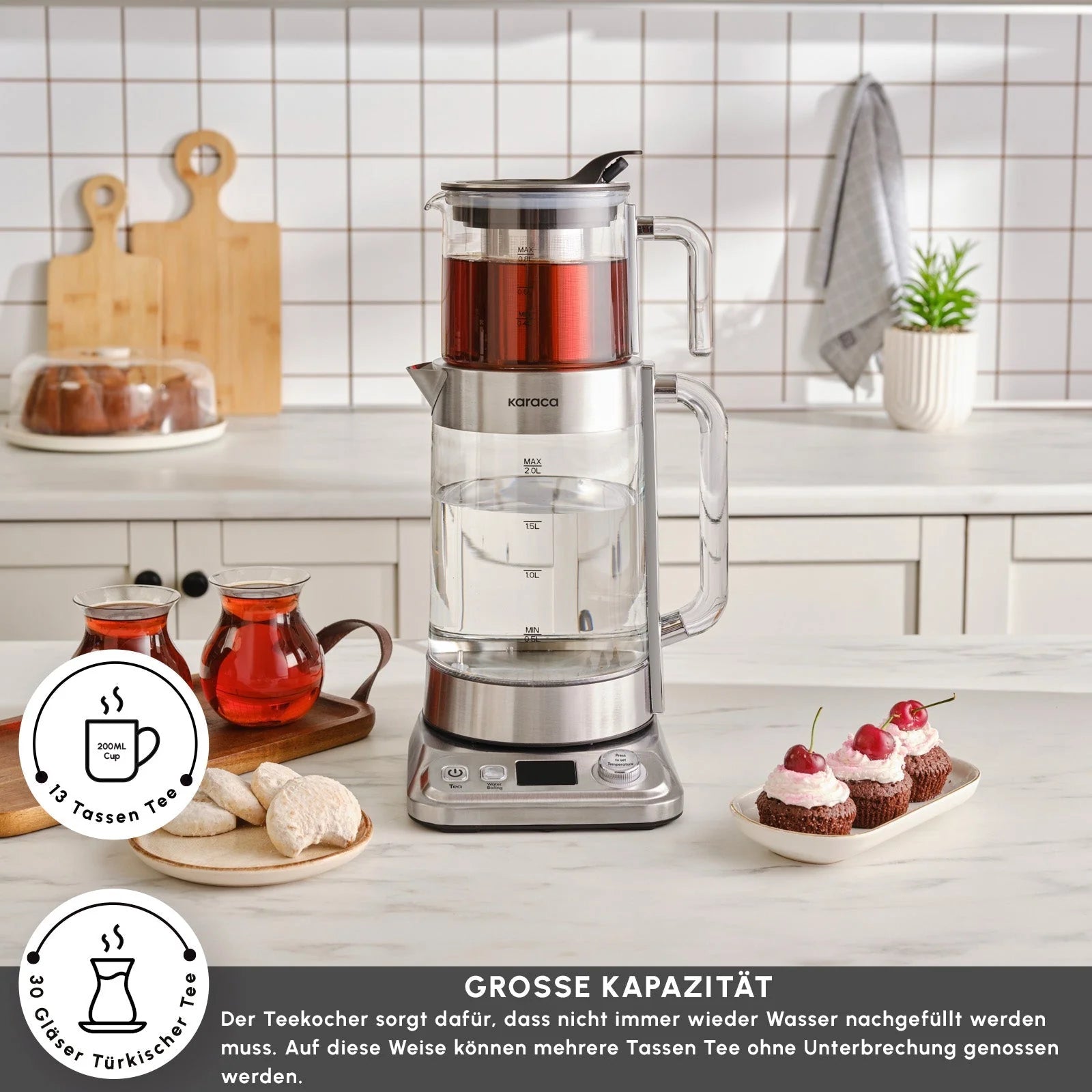 Karaca Refika XL Glas Teekocher Chrom – Emirtex Home