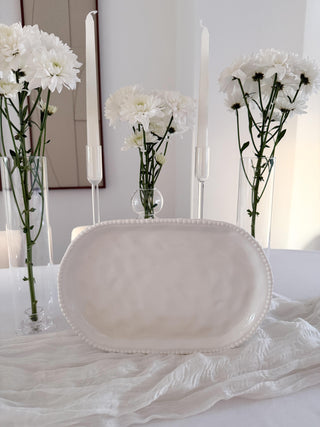 Pearly Weiss Oval Porzellan Servierplatte 30x20 cm