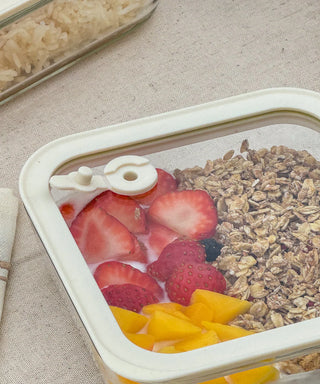 Glas Frischhaltedose Beige 2650ml Transparent Rechteckig