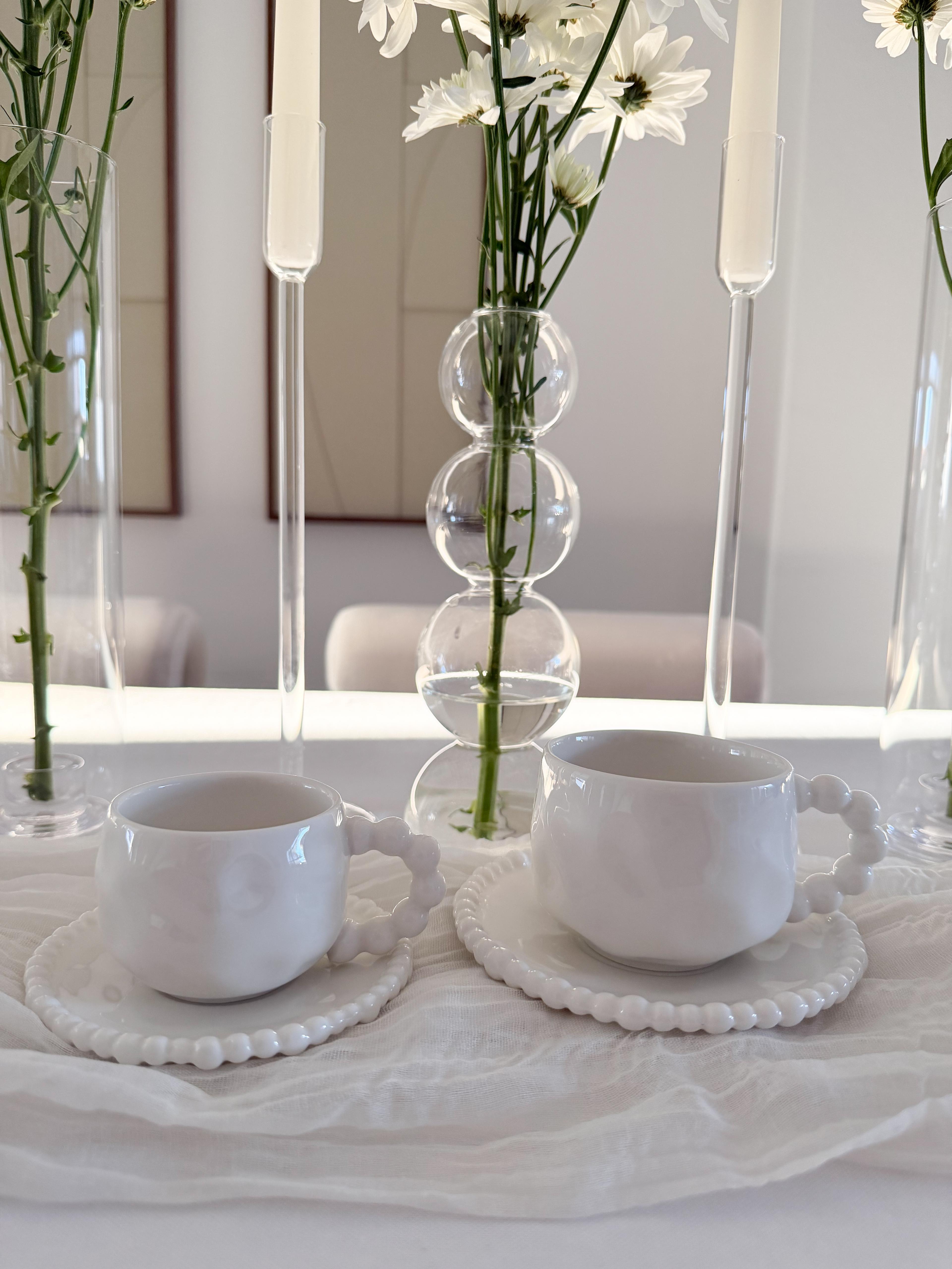 Pearly Weiss 6er Kaffeetassen Set – Emirtex Home