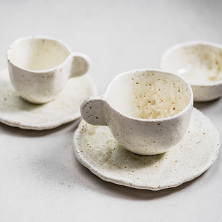 Vita Kaffeetasse mit Unterteller Beige