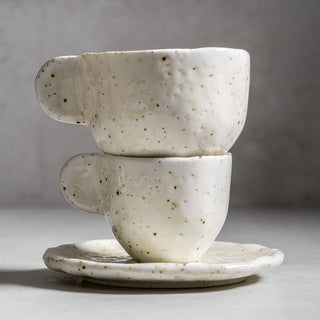 Vita Kaffeetasse mit Unterteller Beige