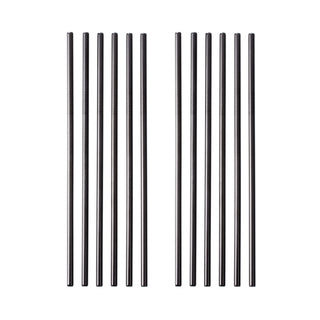 Edelstahl Trinkhalm 12er Set schwarz 21,5 cm gerade