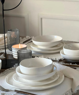 Perlemor Weiß Geschirrset – 24-teilig