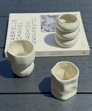 2er Diamond Keramik Becher Beige