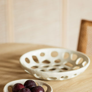 Beige Nomad Steingut Schale