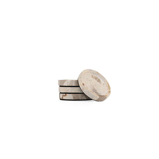 Glasuntersetzer Opus 10 cm aus Marmor Beige – Set mit 4 Stück