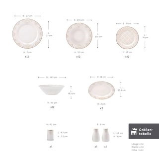 Karaca Elegance Bone Siena 53-Teiliges 12-Personen Geschirrsett Gold