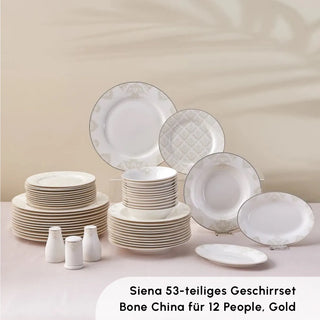 Karaca Elegance Bone Siena 53-Teiliges 12-Personen Geschirrsett Gold