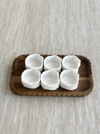 6er Nordic Dipschälchen Set mit Platte I Weiß