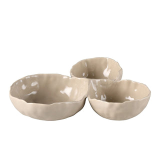 Angles Beige Snack & Servierschale mit 3 Fächern
