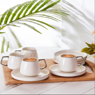 Karaca Saturn Platin Mokkatassen Set für 6 Personen Silber