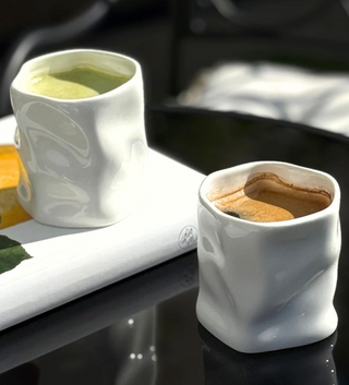 2er Diamond Weiss Keramik Becher - 290ml