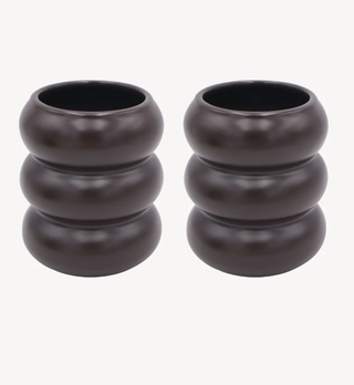 2er Wave Matt Mocha Keramik Becher - 400ml