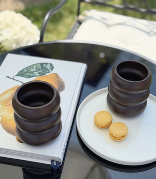 2er Wave Matt Mocha Keramik Becher - 400ml