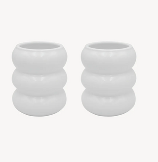 2er Wave Weiss Keramik Becher - 400ml