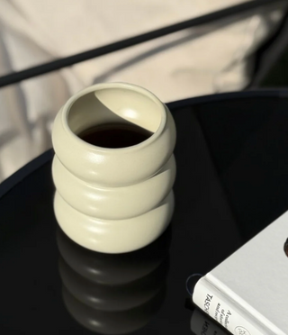 2er Wave Matt Beige Keramik Becher - 400ml