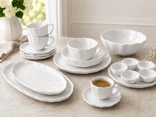 Angles Weiß Komplett-Set Beige – 48-teilig für 6 Personen