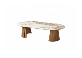 Couchtisch Oval – Pandora Keramikplatte – 130 x 70 x 45 cm