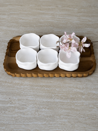 6er Nordic Dipschälchen Set mit Platte I Weiß