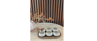 Dipschälchen Set 6er Bondy Beige Schälchen und Servierbrett