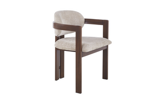 Luna Esszimmerstuhl 2er Set – Beige & Braun, gepolstert mit Armlehnen