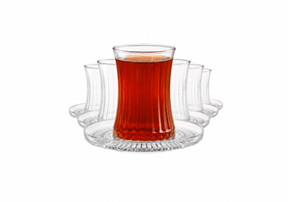Pasabahce Elysia 6-piece tea glass set with saucers