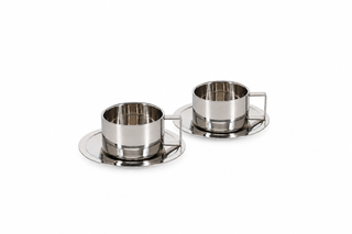 Oryn Chrome Tassen mit Untertassen 2er-Set